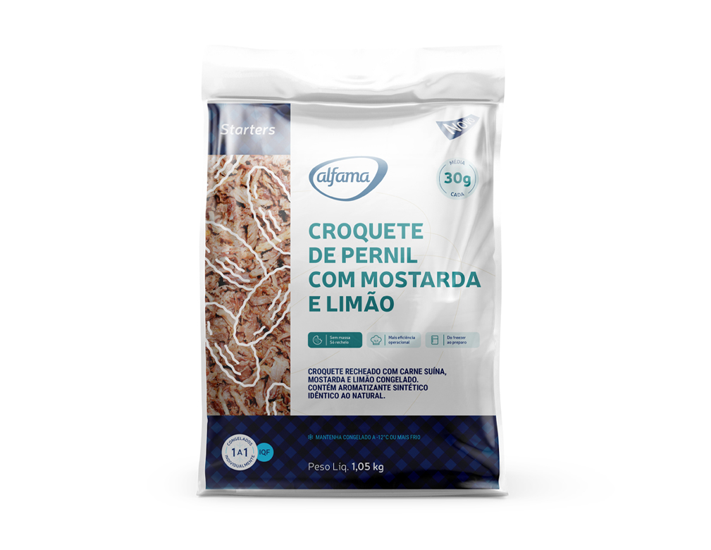 CROQUETE DE PERNIL COM LIMÃO E MOSTARDA CONGELADO ALFAMA 1,05 KG (CX 3 PCT)